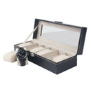 6 Slot Pu Leather Watch Box Display Case Organizer Jewelry Storage Boxes