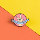 Pink Round Gesture Letters Badge Brooch Women Men Clothing Enamel Lapel Pin