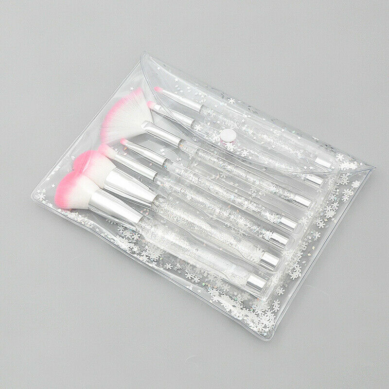 New 7Pcs Glitter Liquid Handle Makeup Brush Set Foundation Blending Power E L2M6