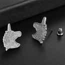 Unicorn Ear Stud Earrings Cartoons Animal Glitter Horse Earrings Lady Jewelry-CA