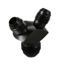 AN8 To AN6 X 2 Aluminium Y Block Adapter Fittings Parallel Exit