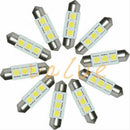 10PCS White 36MM 3 LED 5050 SMD Festoon Dome Car Light Interior Lamp Bulb 12V