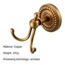 European Retro Copper Bathroom Toilet Hanging Clothes Coat Hat Double Hook