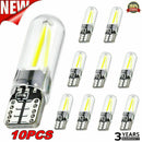 10x T10 194 168 W5W COB LED CANBUS Glass License Plate Light Bulb 12V-24V White