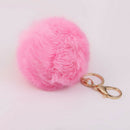 Artificial Rabbit Fur ball Pompon Keyring - Pink