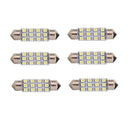 6 Pieces 6000K White 42MM 12SMD 3528 Festoon Car LED Dome Map Interior Bulbs
