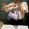 Fashion Plaid PU Women Handbag Totes Chain Underarm Shoulder Bags (Purple)