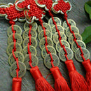 Hand Crafted Copper Happy Lucky Money Coins Shape Beads Pendant Hanging Car L4R3