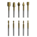10pcs Routing Wood Rotary MIlling File Cutter Carving Rasps Deburrs HSS Titanium