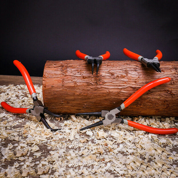 Portable 7" Internal External Retaining Clips Snap Ring Circlip Pliers 4pcs Set
