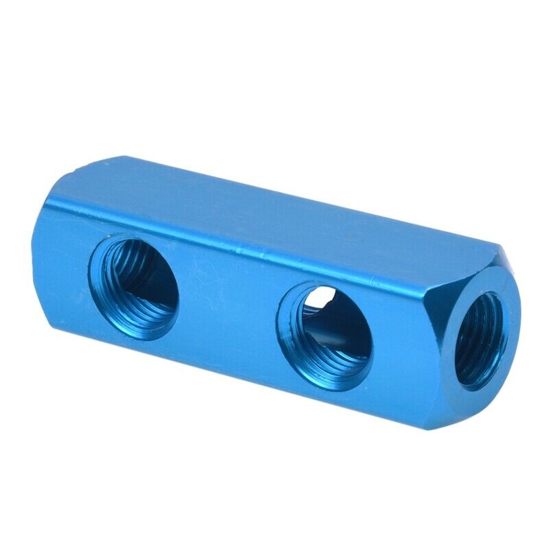 1/2"PT Air Pneumatic 2 Ways 5 Thread Ports Aluminum Manifold Block Splitter P4P4
