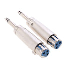 2pcs 3 Pin XLR Female Plug to 6.35mm Male Socket 1/4" Jack Mic Cable Adapter