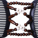 Magic Wood Beads Double Hair Comb Clip Stretchy Women Hairwear 2
