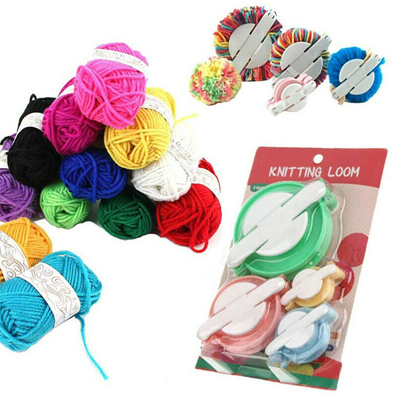 1 Set Pom-Pom Maker Fluff Ball Weaver Needle Craft Knitting Tool DIY Color
