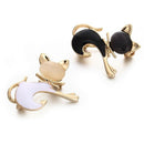 Cute Black Tie Cat Brooch Smooth Artificial Opals Corsage For Women Collar