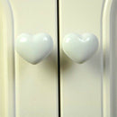 4pcs Handle Ceramic Door Knob Heart Shape for Closet Drawer White P7R1