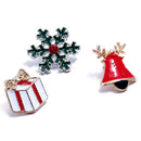 3pcs Christmas Tree Snowflake Bell Enamel Brooch Pin Badges for Clothes Bag J5P1