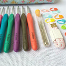 14pcs Aluminum Crochet Set Soft Handles Knitting Needles Kit Weaving Tools
