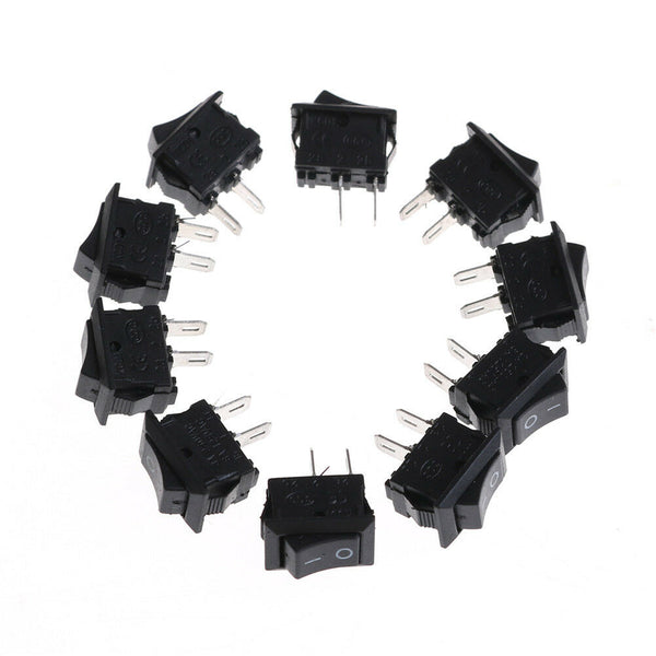 10x 10*15MM Small Black Rocker Switch KCD1-11 250VAC/3A 6A 125V AC 2P Switche.AU