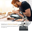 360 Rotation LED Magnifying Glass Soldering Iron Stand Len Magnifier Tool Kit