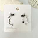 Personality Abstract Asymmetric Hollow Face Outline Stud Drop Earrings Jewelry