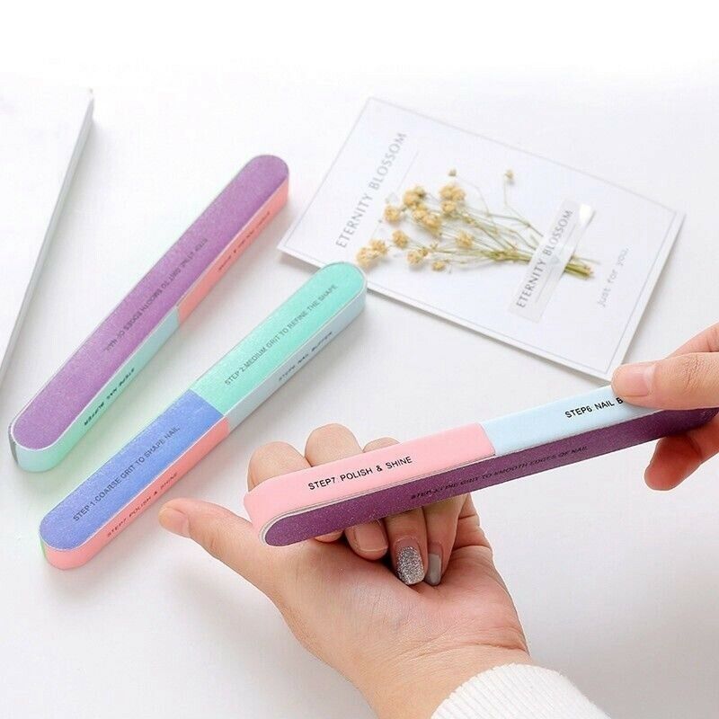 5Pcs/Set Seven-Sided Polishing File Nail Tool Creative Printing Nail File S C4Z7