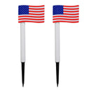 2x Outdoor Waterproof Solar Powered US Flag Shaped Lights for Garden Pathway