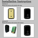 Cacazi Waterproof Wireless Doorbell Dc Battery-Operated 300M Remote Led Fla L2U8