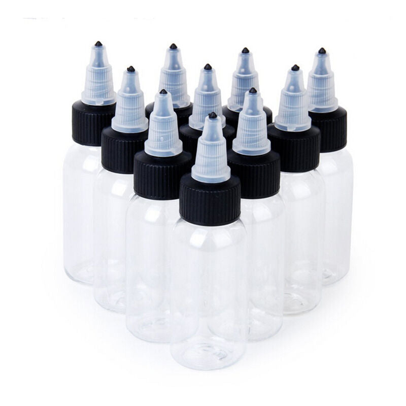 10X 30ml Empty PLASTIC Tattoo Ink Pigment Bottles  Airbrush Paint Sup BX
