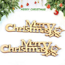 10x Wood Merry Christmas Pattern DIY Craft Scrapbooking Xmas Tree Decorations