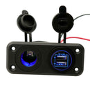 Car Motorcycle Dual USB Charger Socket Panel for 12-24V Boat Marine ATV RV