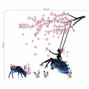 Fairy Pink Flower Tree Branch Vinyl Wall Stickers Kids Decals Nursery Decor Y7Q8