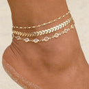 3Pcs/Set Fashion Sequins Anklet For Women Bracelet On The Leg Foot Jewelry