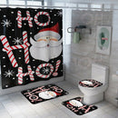 4 Pcs Christmas Non Slip Shower Curtain Pedestal Rug Lid Toilet Cover Mat B