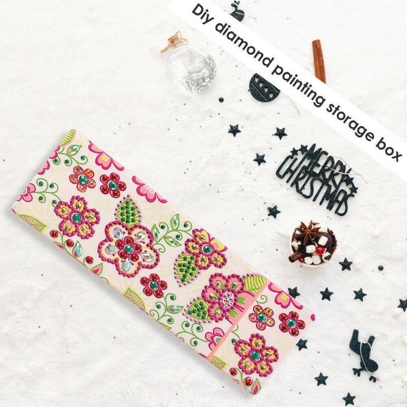 DIY Flower Special Shaped Diamond Painting 2 Grids Pencil Case Storage Box