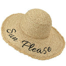 Handmade Weave Letter Sun Hats For Women Black Ribbon Lace Up Large Brim St