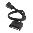 Sleeved SATA 15Pin to 4Pin Cooling Fan Power Adapter Extension Cable Wire Cord