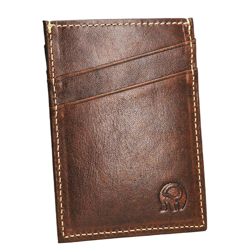 2-Sided Vertical Credit Card Holder, Leather Minimalist Wallet 5 Slots, Thin