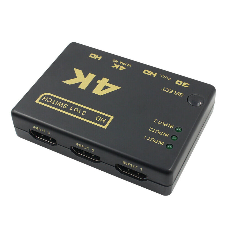 Ultra HD 4K 2K HDMI Switcher 3x1 Display Selector with Remote Controller