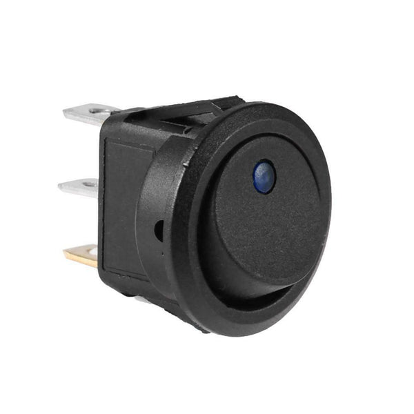 20A 12V 3 Pin Car Auto Boat On Off Round Dot LED Rocker Toggle Switch(Blue)