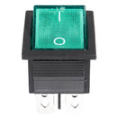 Green Light 4 Pin DPST ON/OFF Snap in Rocker Switch 15A 20A 250V AC 28X21Mm