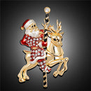 Lovely Santa Claus Deer Rhinestone Christmas Gifts Brooch Pin Collar Corsages SE