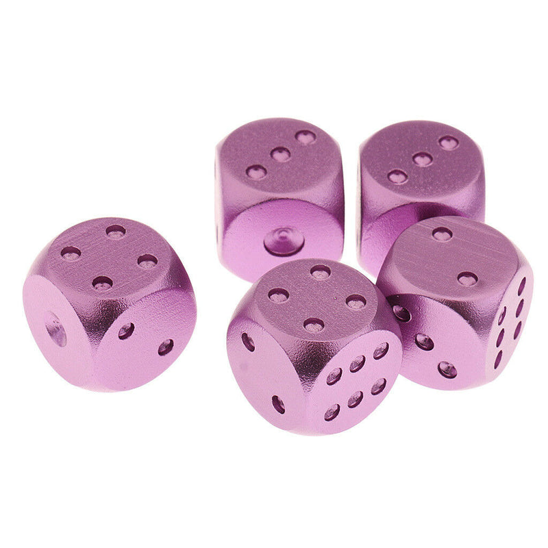 5x Alloy Metal Dices Set w/ Box for Dungeons &Dragons TRPG Table Game Purple