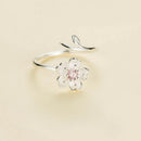 Women Ring Flower Crystal Ring Diamond Bend Size Adjustable Open Rings Wedd K3G8