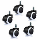 50mm Office Chair Roller Castor Wheels - Set of 5 - black&white