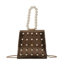 Pearls Clear Shoulder Handbags PVC Women Crossbody Top-handle Bags (Black)