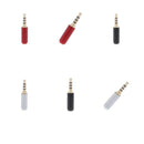 6Pcs 4-Pole 3.5mm 1/8" Male Headphone Plug Adapter Soldering Black+Red+White