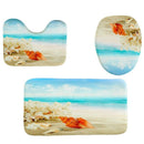4Pcs Home Bathroom Decor Set Yellow Conch Pattern Toilet Seat Cover Bath Ma