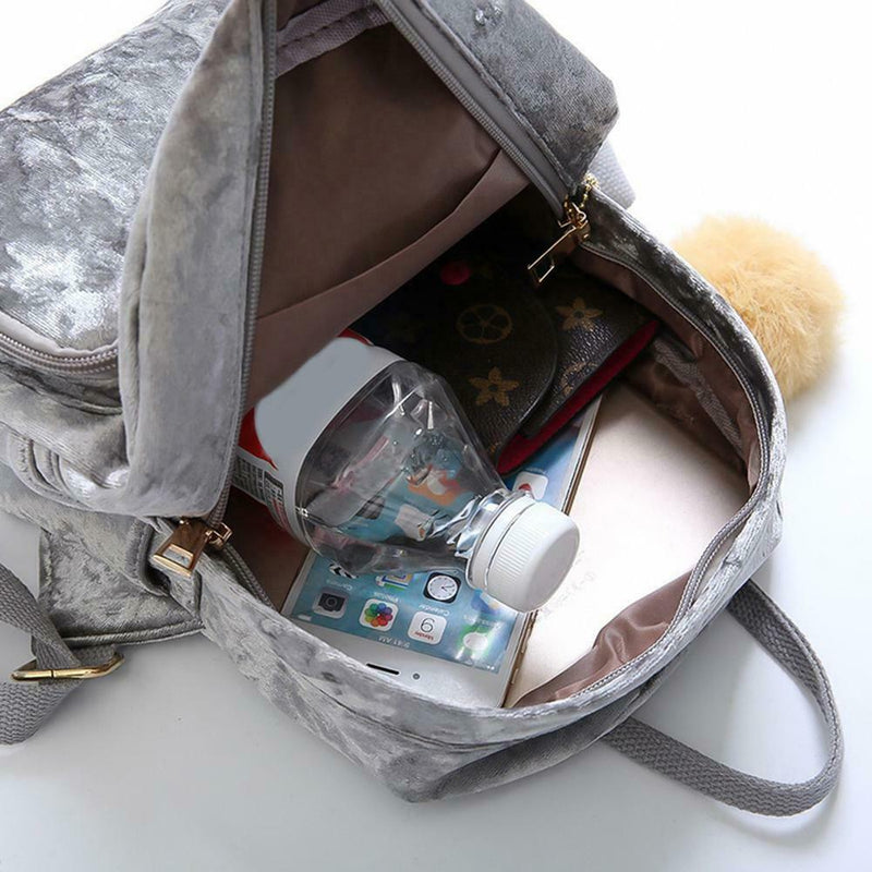 New Fashion Women Mini Velvet Backpack Casual Schoolbag For Teenage Girls