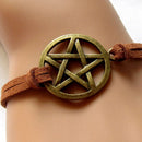 New Bracelet Inspired Retro Bronze Pentagram Pendant Brown Rope Bracelet S Gw